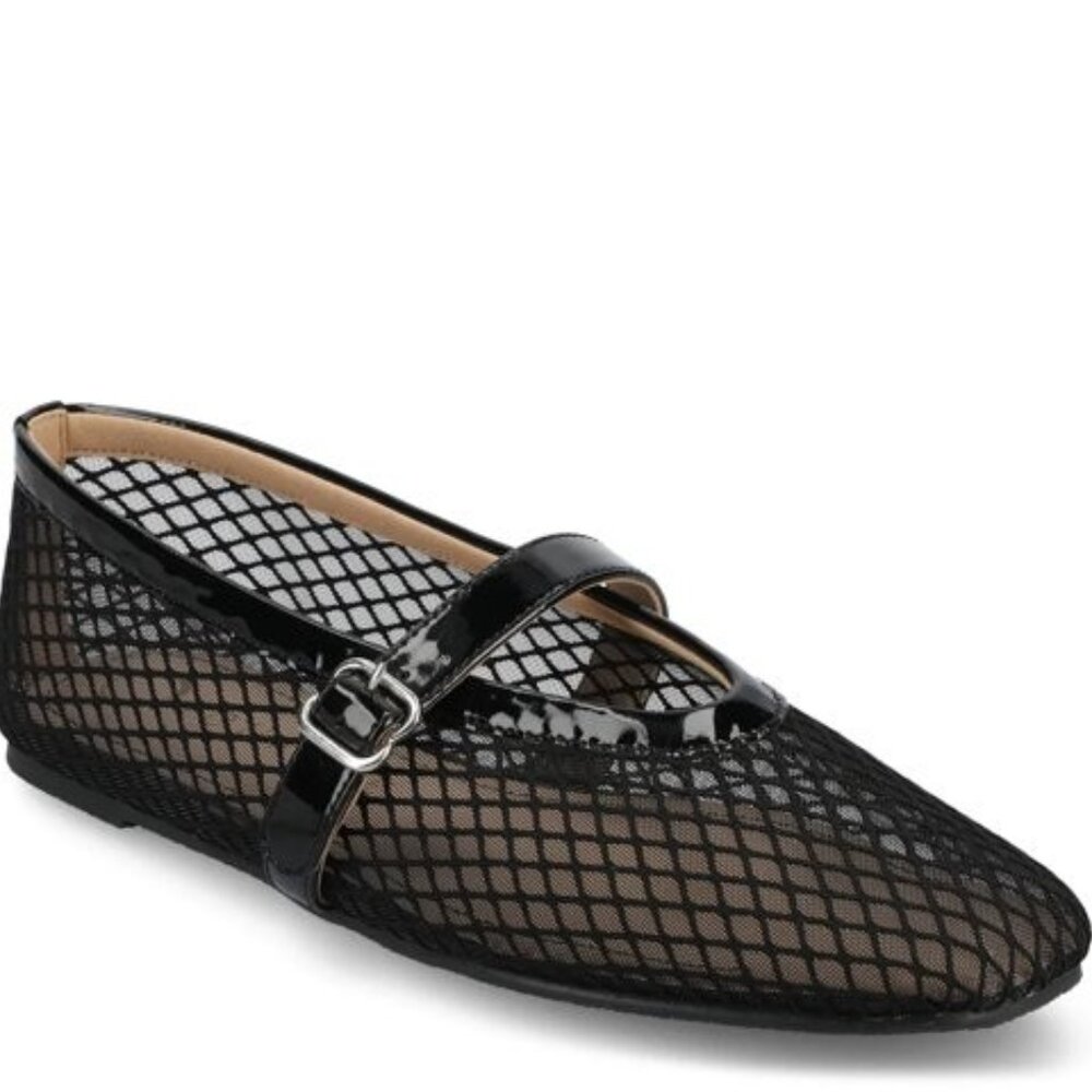JOURNEE BLACK MESH Casha Mary Jane Flat SHOES SIZE 9.5 NIB